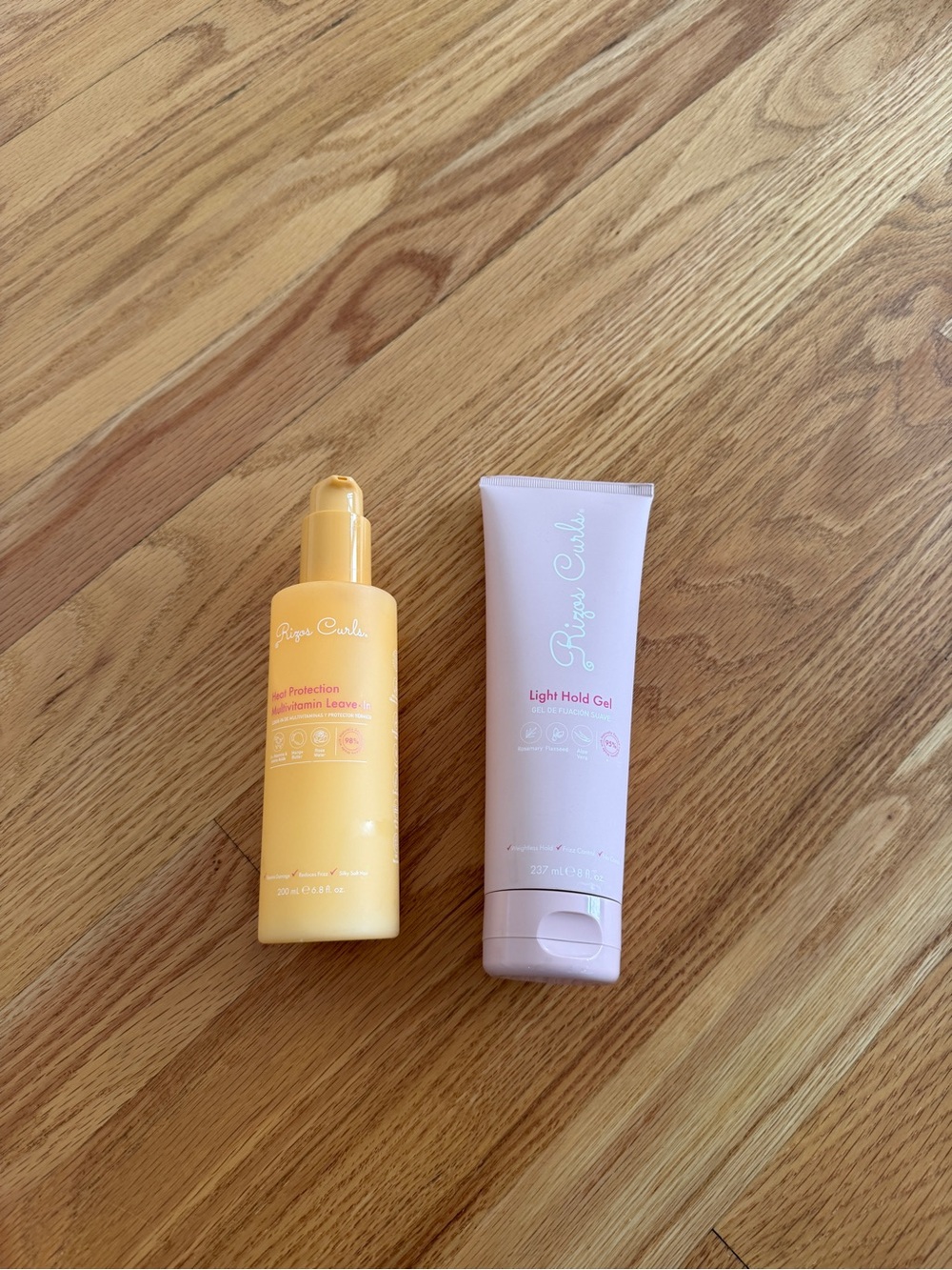 Rizos Curls Multivitamin Leave-In Heat Protection and Rizos Curls Light Hold Gel